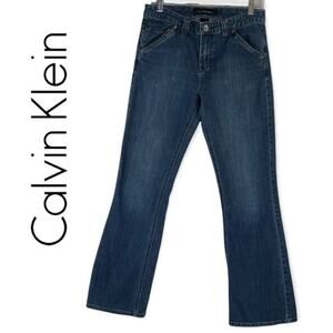 Calvin Klein Mid Rise Medium Wash Boho Festival Boot Cut Jeans Size 6